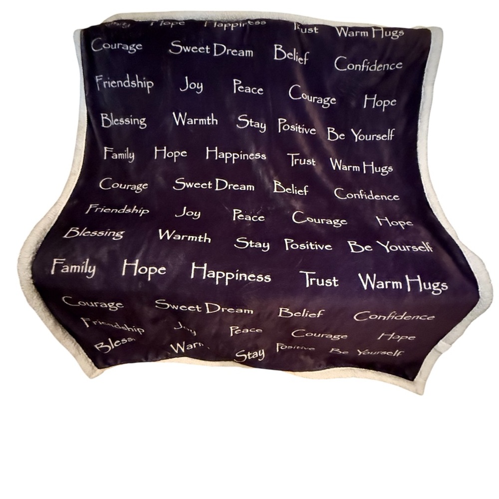 Inspirational Purple Sherpa Blanket with Motivational Words NWOT - Picture 3 of 3